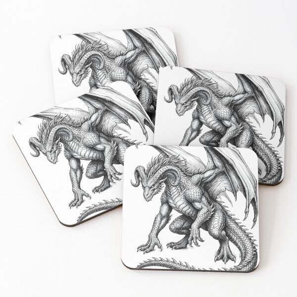Item preview, Horned Dragon Vintage Engraving – Gothic Fantasy Beast designed and sold by DragonSerpent Ink.