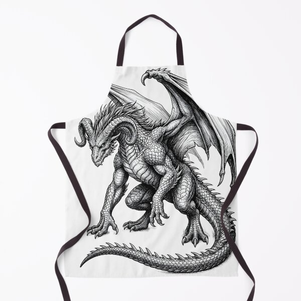 Item preview, Horned Dragon Vintage Engraving – Gothic Fantasy Beast designed and sold by DragonSerpent Ink.