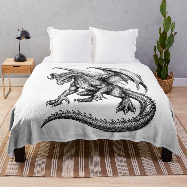 Item preview, Horned Dragon Vintage Engraving – Gothic Fantasy Beast designed and sold by DragonSerpent Ink.