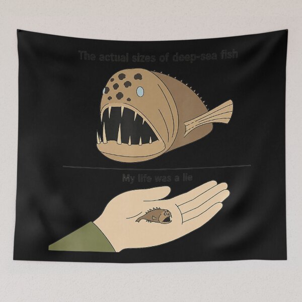 Item preview, The Actual Sizes Of Deep-Sea Fish My Life Was A Lie Marine Biology Fact Ocean Science Humor designed and sold by CharlieConon.