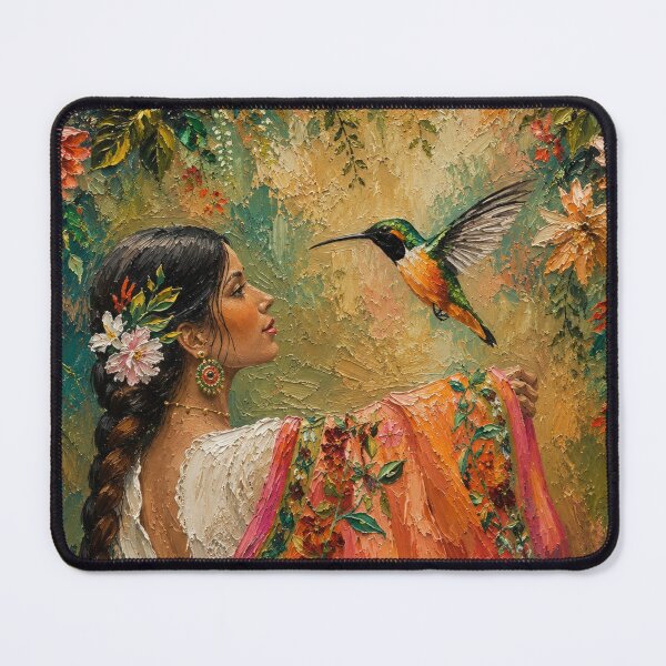 Item preview, Mexican Woman Hummingbird Floral Folk Art Colorful Heritage Design designed and sold by the365tstore.