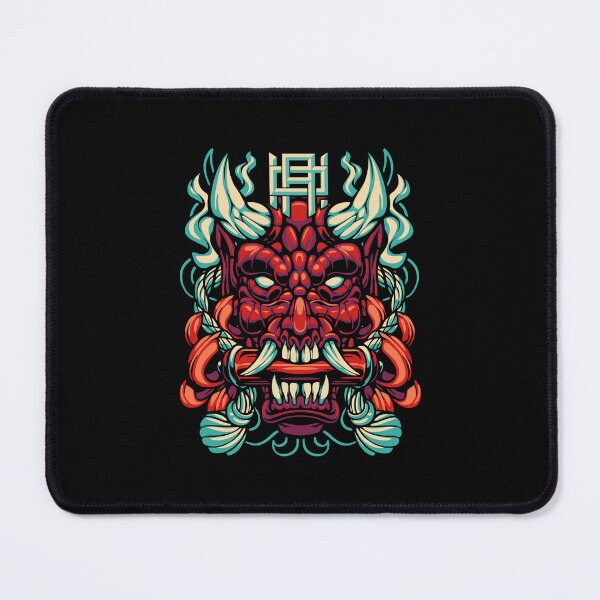 Aperçu de l'œuvre Masque de démon Oni rouge - Esthétique streetwear cyberpunk japonaise créée et vendue par lossonbal.