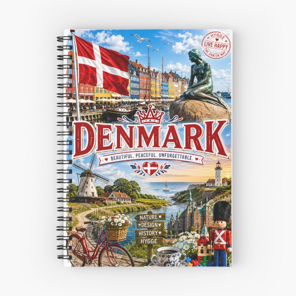Item preview, Denmark Hygge Travel Poster | Copenhagen Nyhavn & Little Mermaid Scenic Art designed and sold by alexcorporation.