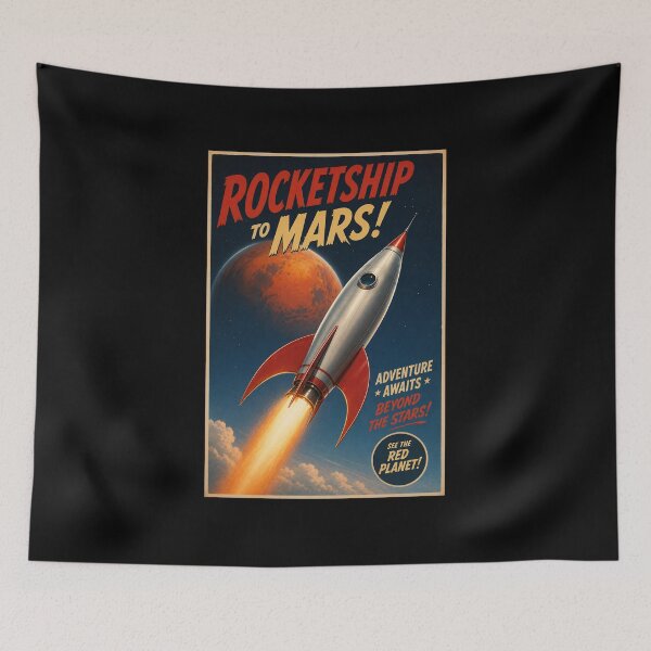 Item preview, Póster retro de ciencia ficción: Nave espacial a Marte designed and sold by Moviebuff91.