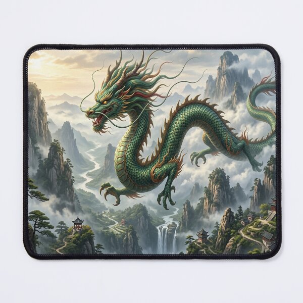 Item preview, Chinese dragon flying over mountains. designed and sold by Solomon-Ent-144.