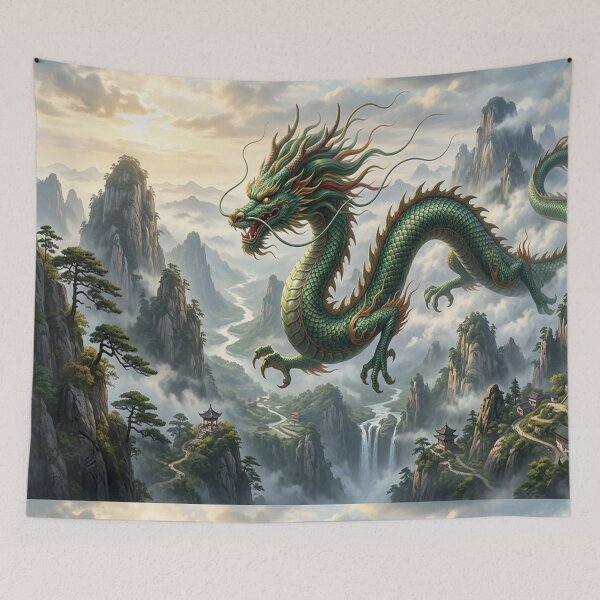 Item preview, Chinese dragon flying over mountains. designed and sold by Solomon-Ent-144.