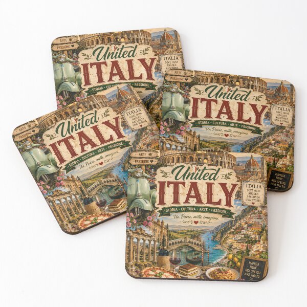 Item preview, Italy Travel Poster | Colosseum Rome Amalfi Coast & Italian Food Art designed and sold by alexcorporation.