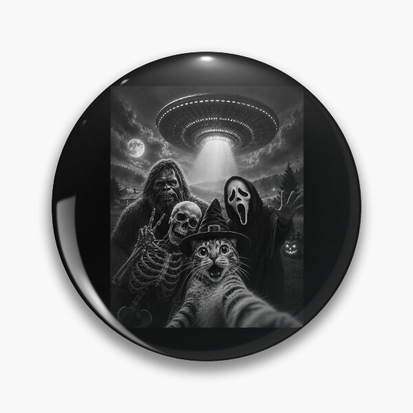 Item preview, Cat Selfie Bigfoot Skeleton Alien UFO Ghost Scary Face designed and sold by nryum.