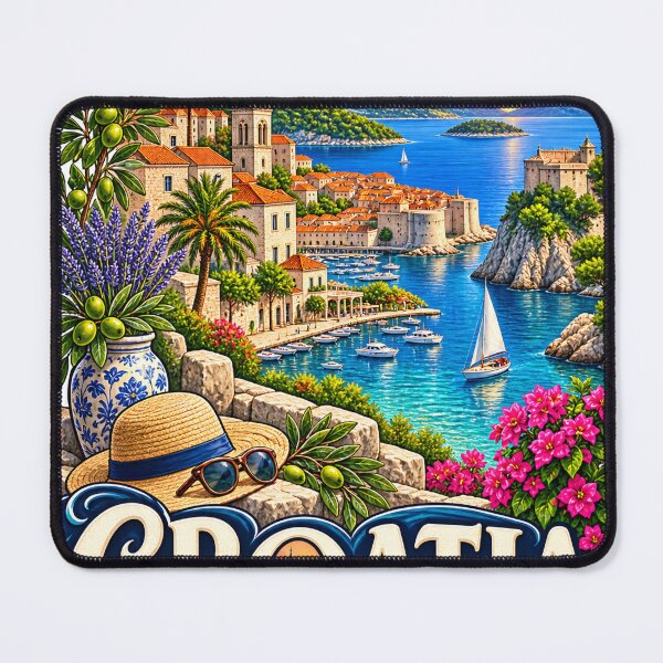 Item preview, Croatia Adriatic Sea Travel Poster | Dubrovnik Coast & Mediterranean Sunset Art designed and sold by alexcorporation.