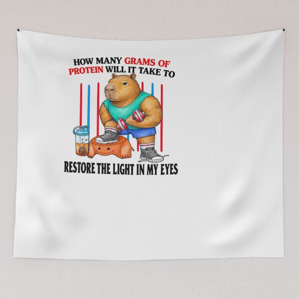 Item preview, Muscular Capybara Lifting Weights How Many Grams Of Protein Funny Gym Meme designed and sold by Unique personality⭐⭐⭐⭐⭐.