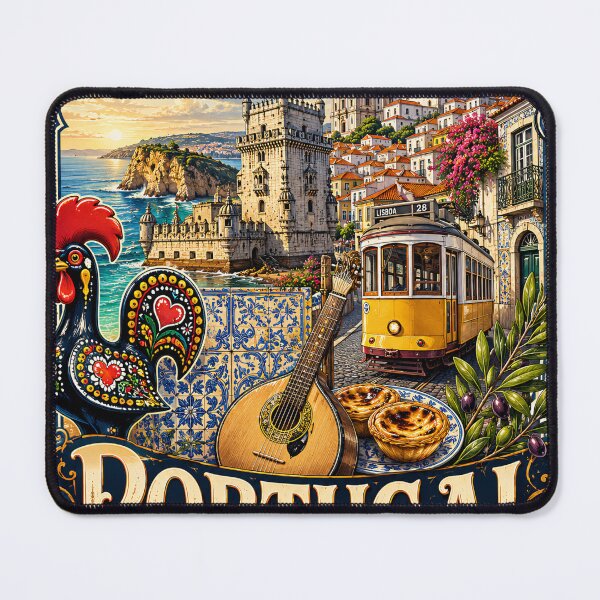 Item preview, Portugal Lisbon Travel Poster | Vintage Tram 28 Barcelos Rooster & Azulejos Art designed and sold by alexcorporation.