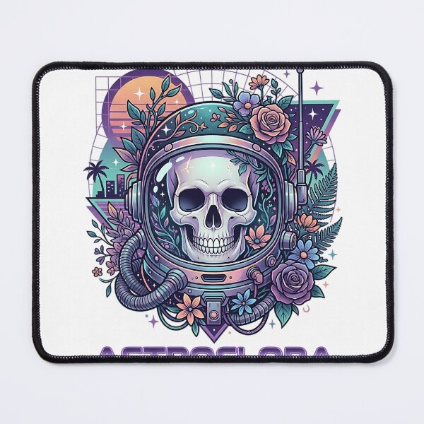 Item preview, Astroflora Retro Synthwave Astronaut Skull with Flowers Aesthetic designed and sold by iwzzuel.