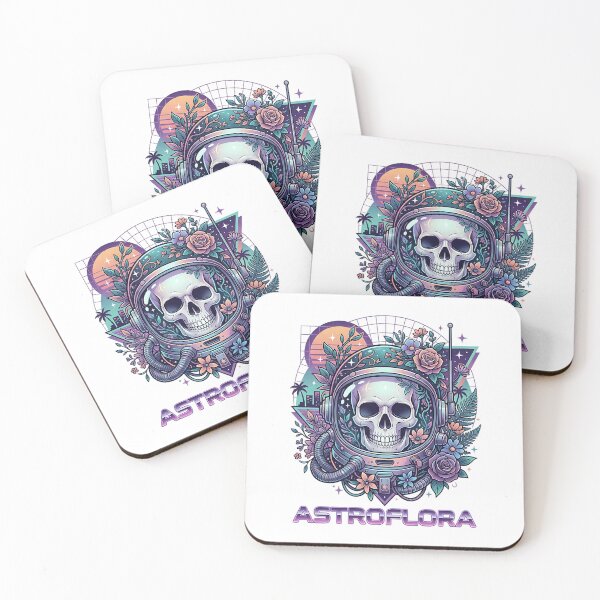 Item preview, Astroflora Retro Synthwave Astronaut Skull with Flowers Aesthetic designed and sold by iwzzuel.