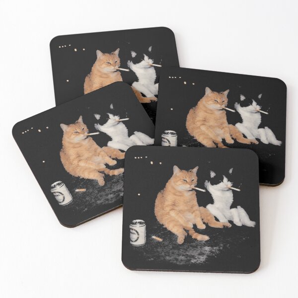 Item preview, Funny Smoking Cats Drinking Beer Meme Vintage T-Shirt designed and sold by Aliaalerud.