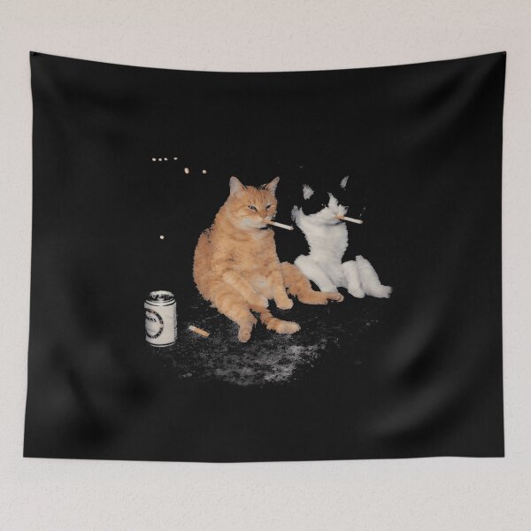 Item preview, Funny Smoking Cats Drinking Beer Meme Vintage T-Shirt designed and sold by Aliaalerud.
