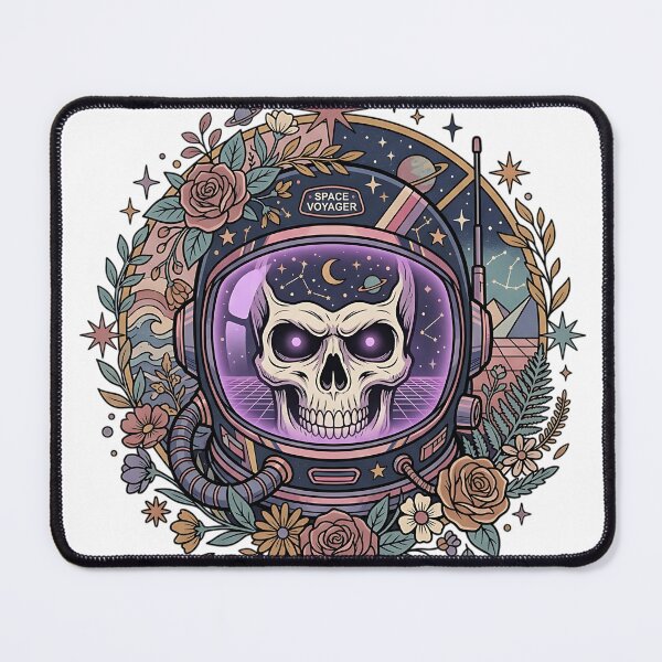 Item preview, Space Voyager Skull Astronaut Floral Cosmic Retro Illustration designed and sold by iwzzuel.