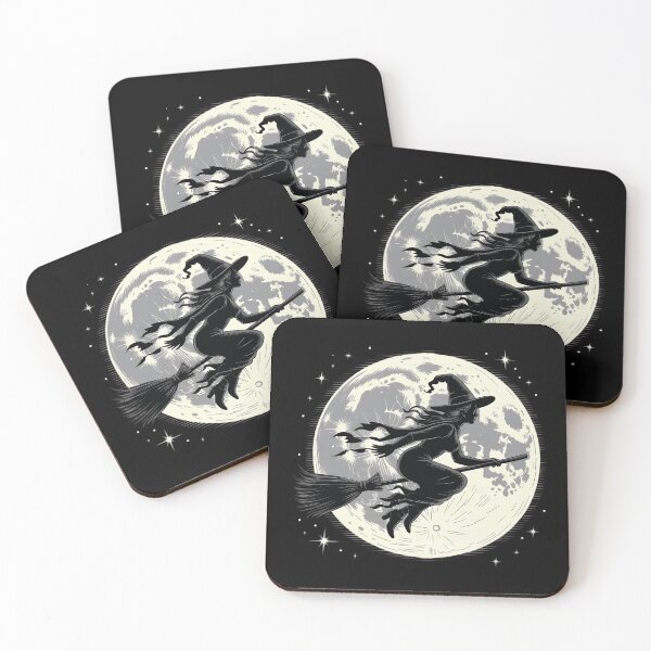 Item preview, Flying Witch Silhouette Under Full Moon Halloween Witchy designed and sold by Zizo-DR44.