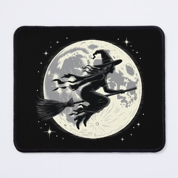 Item preview, Flying Witch Silhouette Under Full Moon Halloween Witchy designed and sold by Zizo-DR44.