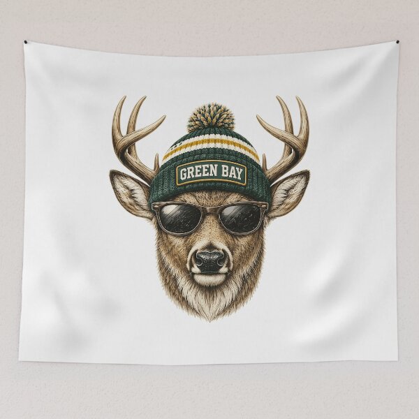 Item preview, Cool Green Bay Deer Beanie Sunglasses Vintage Animal Design designed and sold by KaylaDiaz30517.
