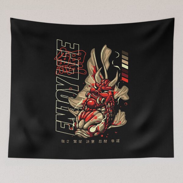 Item preview, Enjoy Life Oni Mask Koi Fish - Japanese Streetwear Aesthetic designed and sold by lossonbal.
