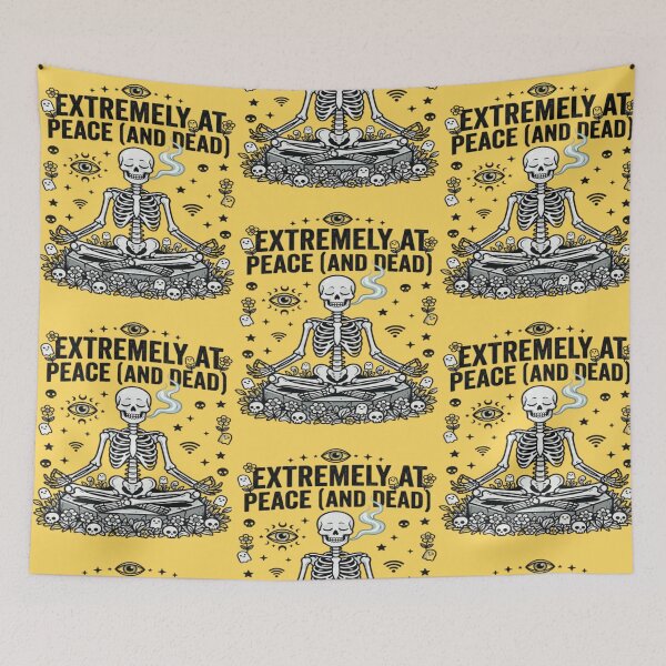 Item preview, Extremely At Peace And Dead - Sarcastic Skeleton Yoga Meditation Floral Goth Art designed and sold by LUKOWEAR.