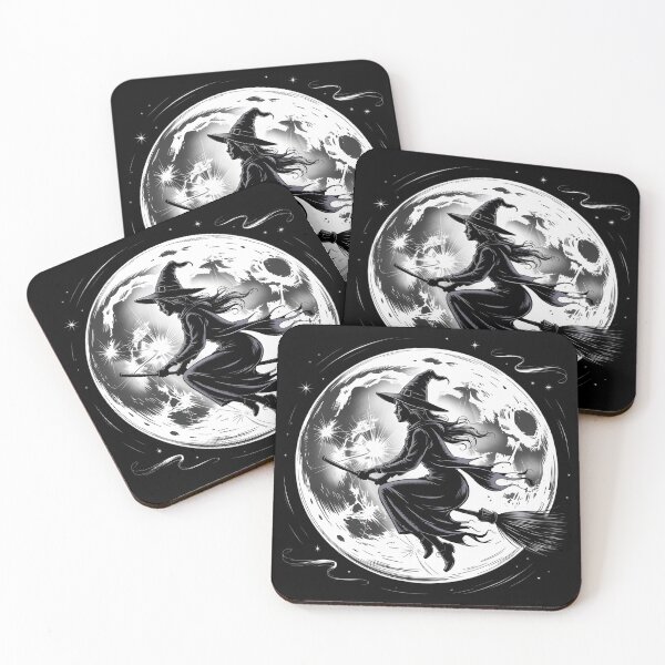 Item preview, Witch Flying on Broomstick Full Moon Halloween Gothic designed and sold by Zizo-DR44.