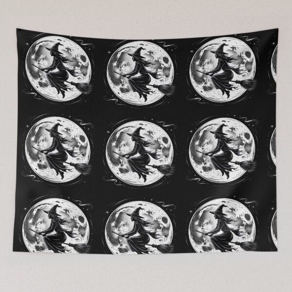 Item preview, Witch Flying on Broomstick Full Moon Halloween Gothic designed and sold by Zizo-DR44.