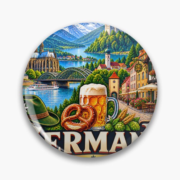 Item preview, Germany Travel Poster | Neuschwanstein Castle Oktoberfest Beer & Bavarian Art designed and sold by alexcorporation.