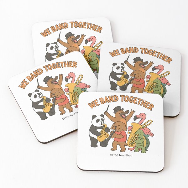 Item preview, We Band Together Cute Animals Playing Musical Instruments Cartoon designed and sold by pixelvect.
