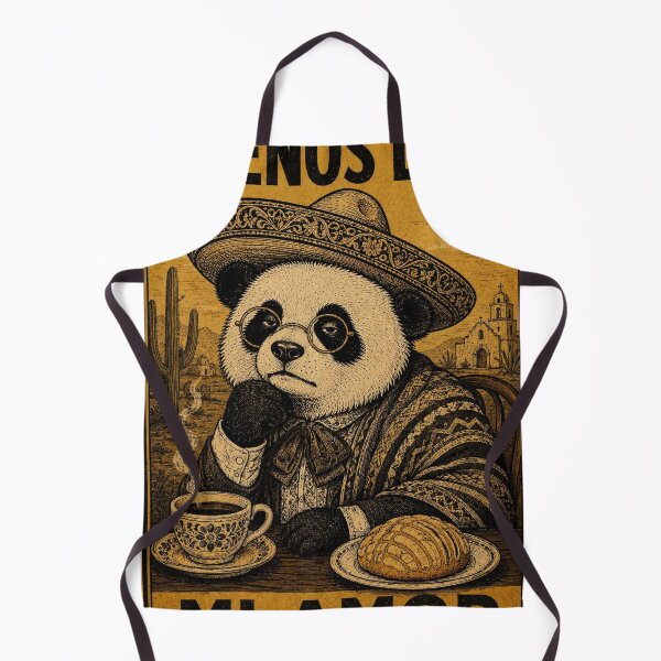 Item preview, Buenos Dias Mi Amor - Panda in Sombrero with Coffee and Concha Vintage Poster designed and sold by BRTHRCNK01.