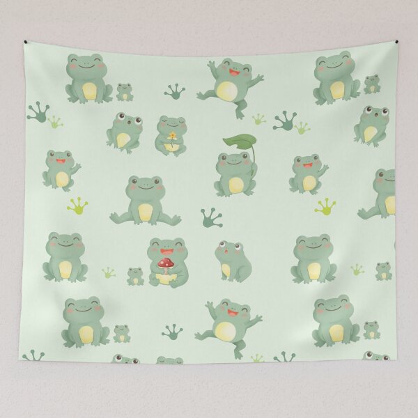 Item preview, Whimsical Frog Pattern – Cute Pastel Frogs and Lily Pad Friends designed and sold by HumTumMe.