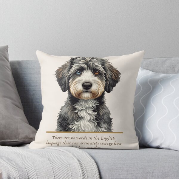 Item preview, Aussiedoodle Blue Eye Portrait Dog Love Quote designed and sold by WaggingTailsCo.