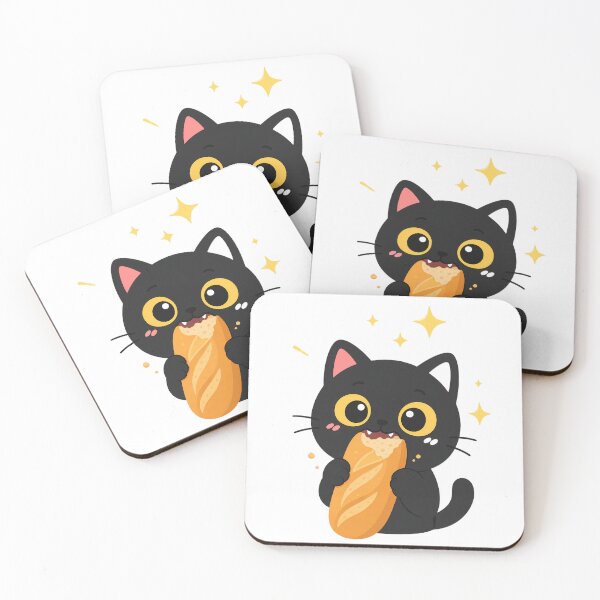 Item preview, Kawaii Black Cat Eating Bread Banh Mi designed and sold by PurrfectHome.