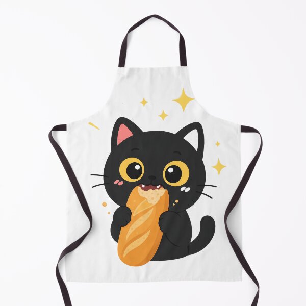 Item preview, Kawaii Black Cat Eating Bread Banh Mi designed and sold by PurrfectHome.