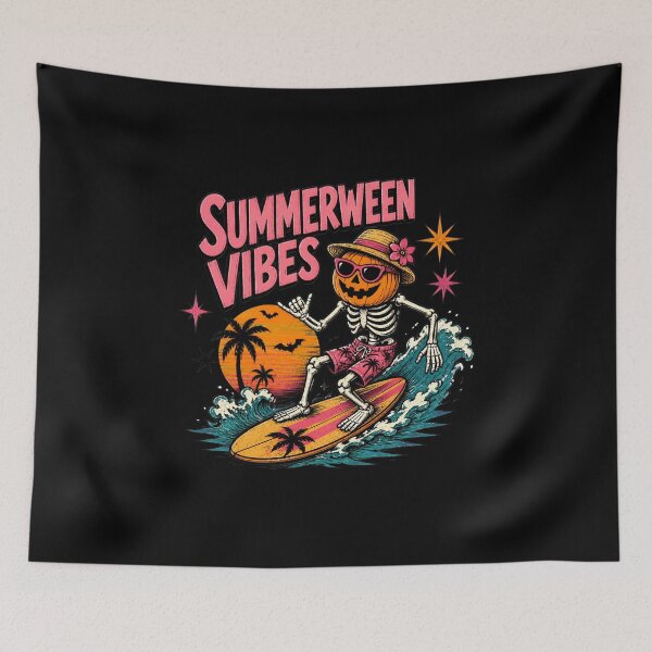 Item preview, Summerween Vibes Pumpkin Skeleton Relaxing Halloween Vacation designed and sold by leocreatives.
