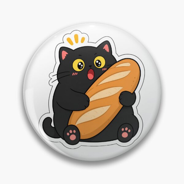 Item preview, Cute Black Cat Hugging a Banh Mi (Baguette Bread) designed and sold by PurrfectHome.