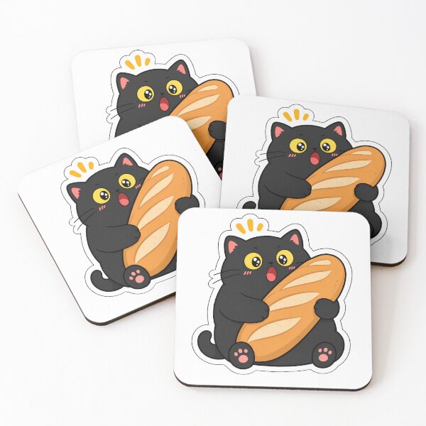 Item preview, Cute Black Cat Hugging a Banh Mi (Baguette Bread) designed and sold by PurrfectHome.