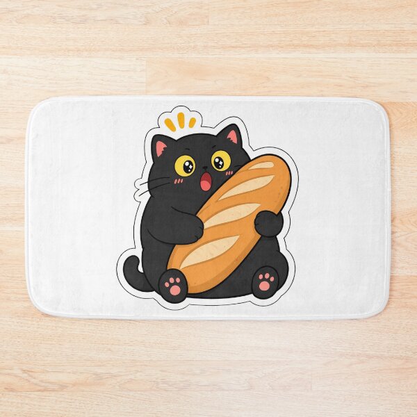Item preview, Cute Black Cat Hugging a Banh Mi (Baguette Bread) designed and sold by PurrfectHome.