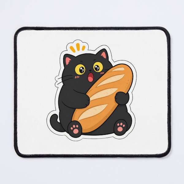 Item preview, Cute Black Cat Hugging a Banh Mi (Baguette Bread) designed and sold by PurrfectHome.