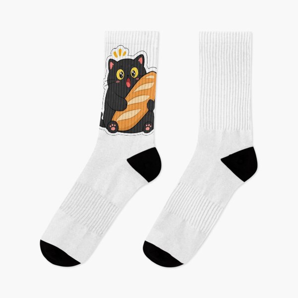 Item preview, Cute Black Cat Hugging a Banh Mi (Baguette Bread) designed and sold by PurrfectHome.
