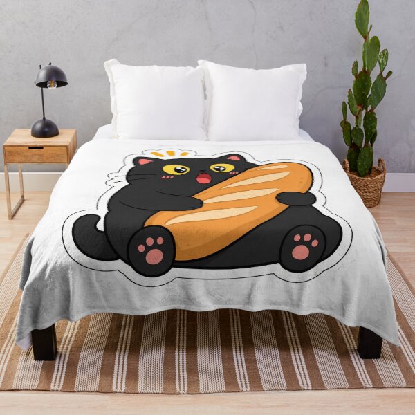 Item preview, Cute Black Cat Hugging a Banh Mi (Baguette Bread) designed and sold by PurrfectHome.