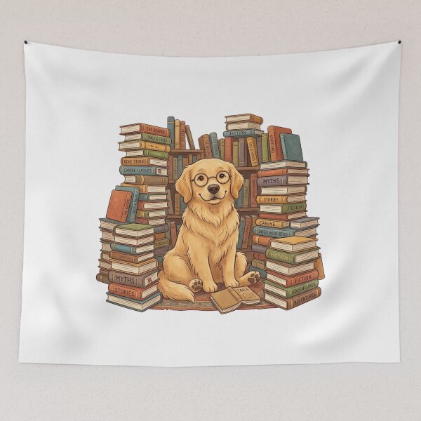 Item preview, Golden Retriever Book Club Reader Dog Book Lover Illustration designed and sold by KreatoLab.