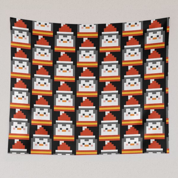Item preview, Festive Pixel Penguin Cute 8 Bit Christmas Santa Hat Art designed and sold by Pixelfloraa.