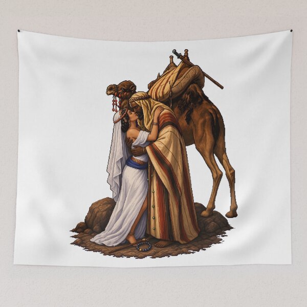 Item preview, Pixel Art Judah Tamar Embrace Biblical Scene designed and sold by aigcx.