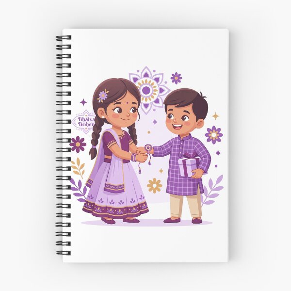 Item preview, Cute Indian Sister and Brother Celebrating Raksha Bandhan - Purple Sibling Love designed and sold by KaleeDesigns.