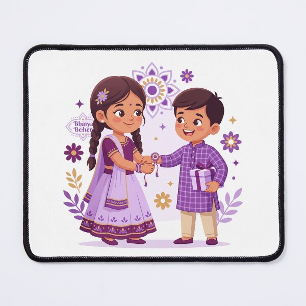 Item preview, Cute Indian Sister and Brother Celebrating Raksha Bandhan - Purple Sibling Love designed and sold by KaleeDesigns.