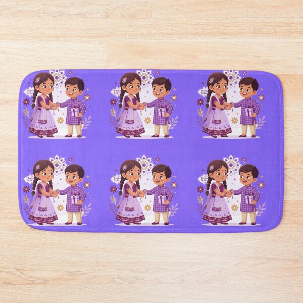Item preview, Cute Indian Sister and Brother Celebrating Raksha Bandhan - Purple Sibling Love designed and sold by KaleeDesigns.