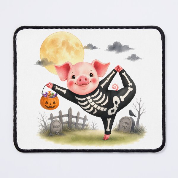 Item preview, Halloween Yoga Pig in King Dancer Pose – Cute Skeleton Costume designed and sold by YogiAnimalArt.