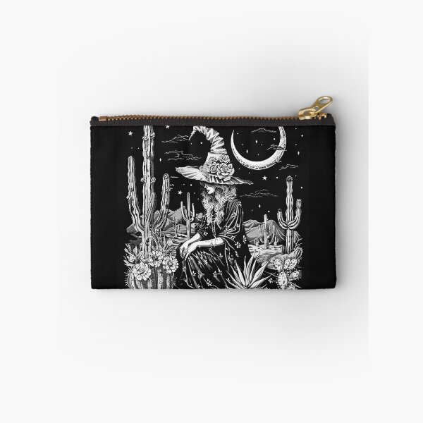 Item preview, Desert Witch Under Crescent Moon Gothic Western Cactus Floral Art Design designed and sold by inkoutninja.