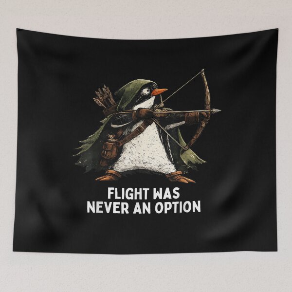 Item preview, Funny Flight was Never an Option Archer Penguin designed and sold by Achkalona.